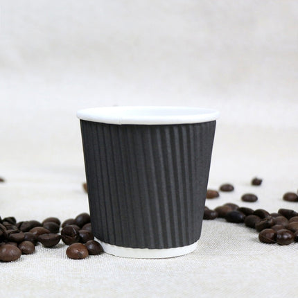 100 PCS 4oz Black Thickened kraft Paper Corrugated Coffee Cup-garmade.com