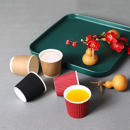 100 PCS 7oz Red Thickened kraft Paper Corrugated Coffee Cup-garmade.com