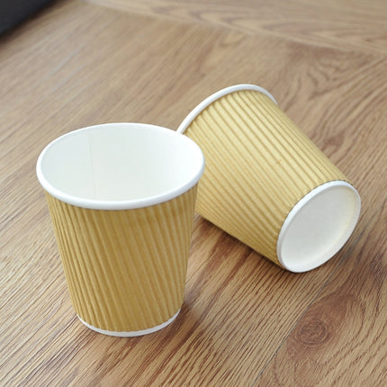 100 PCS 7oz Corrugated Cowhide Thickened kraft Paper Corrugated Coffee Cup-garmade.com
