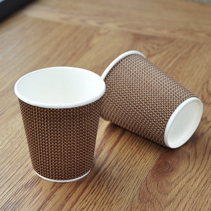 100 PCS 7oz Linen Corrugated Thickened kraft Paper Corrugated Coffee Cup-garmade.com