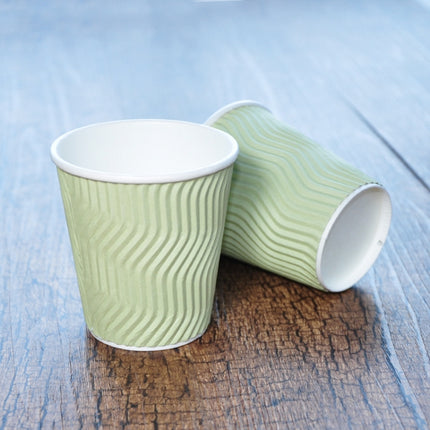 100 PCS 7oz Matcha Corrugated Thickened kraft Paper Corrugated Coffee Cup-garmade.com