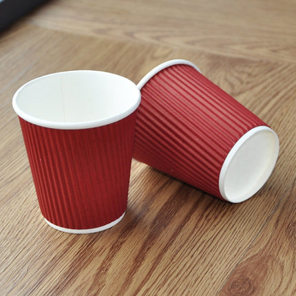 100 PCS 8oz Red Thickened kraft Paper Corrugated Coffee Cup-garmade.com