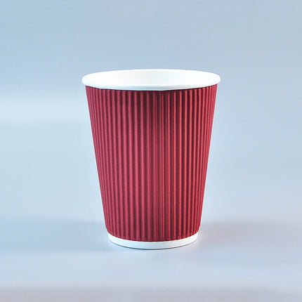 50 PCS 12oz Red Thickened kraft Paper Corrugated Coffee Cup-garmade.com