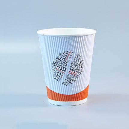 50 PCS 12oz Orange Thickened kraft Paper Corrugated Coffee Cup-garmade.com