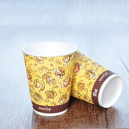 50 PCS 12oz Colored Thickened kraft Paper Corrugated Coffee Cup-garmade.com
