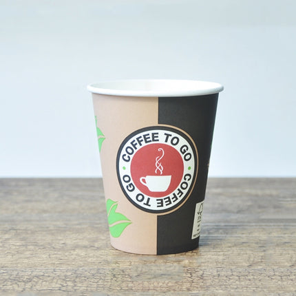 100 PCS 12oz Leaves Thickened kraft Paper Corrugated Coffee Cup-garmade.com