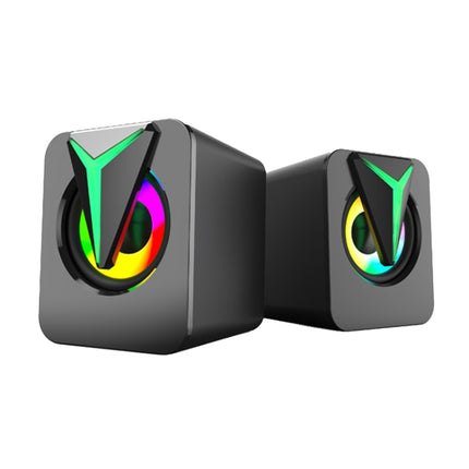 FT-25-1 RGB Colorful Lighting Desktop Computer Speaker(Black)-garmade.com
