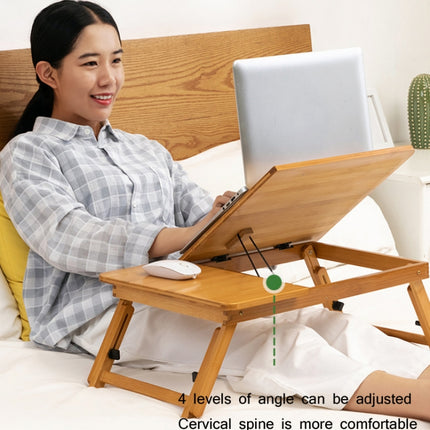 741ZDDNZ Bed Use Folding Height Adjustable Laptop Desk Dormitory Study Desk, Specification: Classic Tea Color 64cm Thick Bamboo-garmade.com