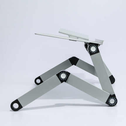 T8 Aluminum Alloy Folding & Lifting Laptop Desk Office Desk Heightening Bracket with Mouse Board (Silver)-garmade.com