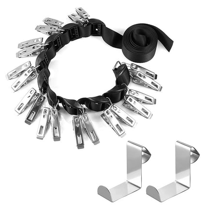 Door Rear Hat Hook Lanyard Punch-Free Adjustable Door Back Hook Hanging Portable Hats, Specification: 20 Clips Type(Black)-garmade.com