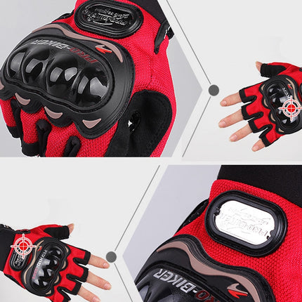 PRO-BIKER PRO01C Outdoor Cycling Glove Motorcycle Anti-Drop Safety Protection Half-Finger Glove, Specification: L(Red)-garmade.com