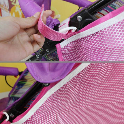 3 PCS Baby Stroller Storage Net Bag Multi-Function Storage Hanging Bag(Pink)-garmade.com