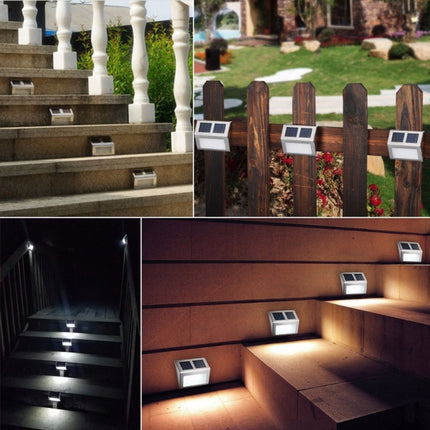 2 LEDs Solar Powered Light Sensor Control IP44 Waterproof LED Wall Lamp Outdoor Patio Yard Pathway Garden Stairs Step Night Security Lighting(Warm Light)-garmade.com