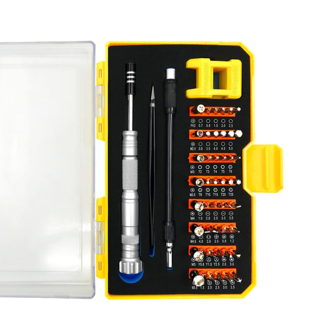 Obadun 9802B 52 in 1 Aluminum Alloy Handle Hardware Tool Screwdriver Set Home Precision Screwdriver Mobile Phone Disassembly Tool(Yellow Box)-garmade.com
