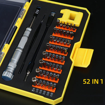Obadun 9802B 52 in 1 Aluminum Alloy Handle Hardware Tool Screwdriver Set Home Precision Screwdriver Mobile Phone Disassembly Tool(Yellow Box)-garmade.com