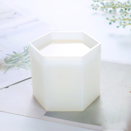 BM-02 Flower Pot Cup Pen Holder Silicone Mold(Hexagon)-garmade.com