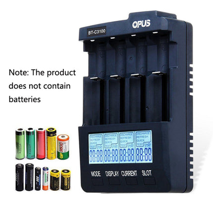OPUS BT-C3100 Smart Smart Digital Intelligent 4-Slot Battery Charger(US Plug)-garmade.com