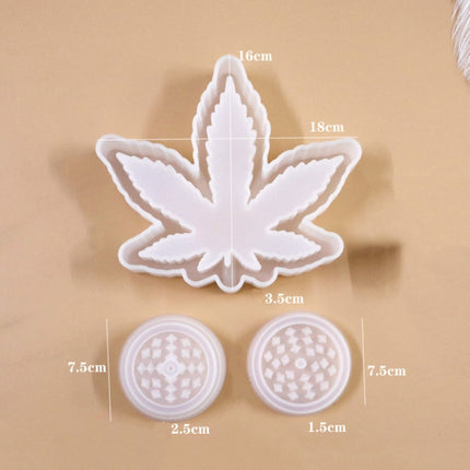DIY Crystal Epoxy Mold Maple Leaf Ashtray Tooth Grinding Cigarette Grinding Combination Silicone Mold(Combination Set)-garmade.com