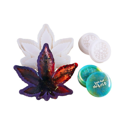 DIY Crystal Epoxy Mold Maple Leaf Ashtray Tooth Grinding Cigarette Grinding Combination Silicone Mold(Combination Set)-garmade.com