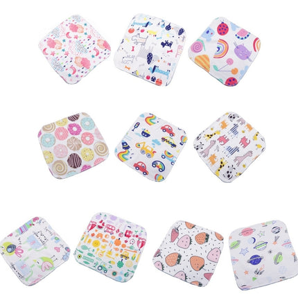10 PCS Baby Cotton Saliva Handkerchief Cartoon Small Square Face Towel Color Random Delivery(Color Mixture)-garmade.com