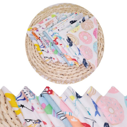 10 PCS Baby Cotton Saliva Handkerchief Cartoon Small Square Face Towel Color Random Delivery(Color Mixture)-garmade.com