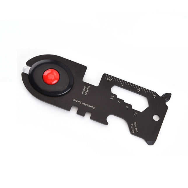 3 PCS 8 in 1 Stainless Steel Multi-Function Tool Card Camping Portable Survival Card Outdoor Small Round Head Tool Card With Light(Black )-garmade.com