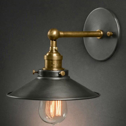 Antique Pure Copper Single-head Wall lamp Living Room Vintage Fashion Bar Lamp without Bulbs, Size:22cm-garmade.com