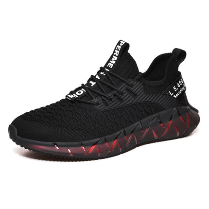 Men Lightweight Breathable Mesh Sneakers Flying Woven Casual Running Shoes, Size: 38(Black)-garmade.com