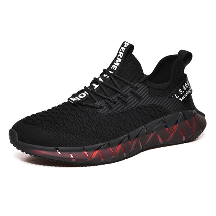 Men Lightweight Breathable Mesh Sneakers Flying Woven Casual Running Shoes, Size: 38(Plus Velvet Winter Black)-garmade.com