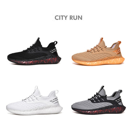 Men Lightweight Breathable Mesh Sneakers Flying Woven Casual Running Shoes, Size: 38(Plus Velvet Winter Gray)-garmade.com