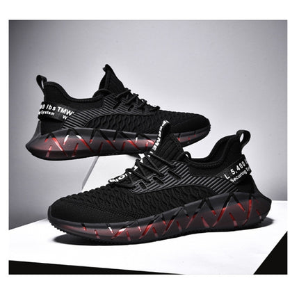 Men Lightweight Breathable Mesh Sneakers Flying Woven Casual Running Shoes, Size: 39(Black)-garmade.com