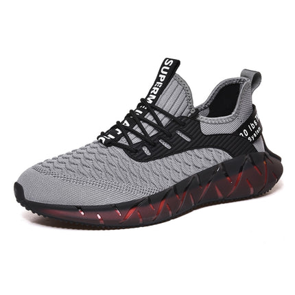 Men Lightweight Breathable Mesh Sneakers Flying Woven Casual Running Shoes, Size: 42(Plus Velvet Winter Gray)-garmade.com