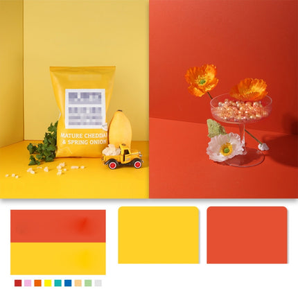 60 X 60cm Non-Reflective Matte PVC Board Double-Sided Solid Color Photo Background Board Filming Photography Props(Orange + Yellow)-garmade.com
