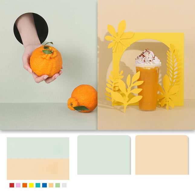 60 X 60cm Non-Reflective Matte PVC Board Double-Sided Solid Color Photo Background Board Filming Photography Props(Green + Apricot)-garmade.com