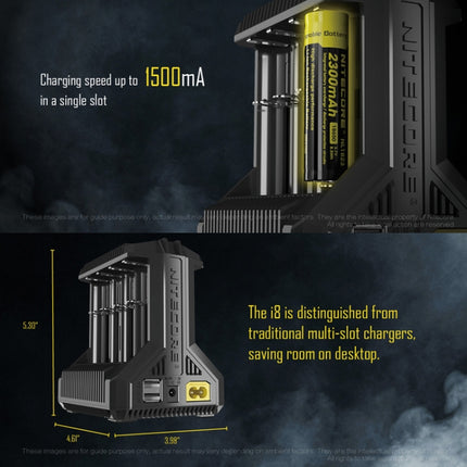 NITECORE 8-Slot High-Power Fast Lithium Battery Charger, Model: I8-garmade.com