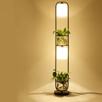 Modern Decoration Plant Flower Floor Lamp Fabric Lampshade Glass Study Stand Floor Light, US Plug-garmade.com