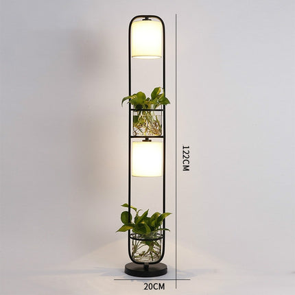 Modern Decoration Plant Flower Floor Lamp Fabric Lampshade Glass Study Stand Floor Light, US Plug-garmade.com