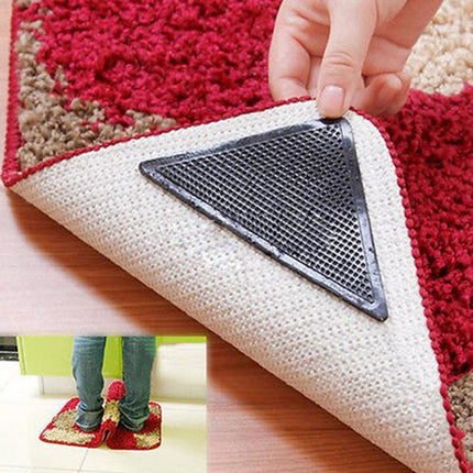 4 PCS/Set Recyclable Anti-Slip Washable Rug Carpet Mat for Home Bath Living Room(Black)-garmade.com