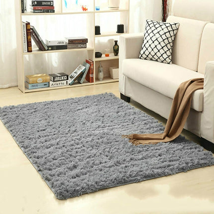 Shaggy Carpet for Living Room Home Warm Plush Floor Rugs fluffy Mats Kids Room Faux Fur Area Rug, Size:160x200cm(Silver Gray)-garmade.com