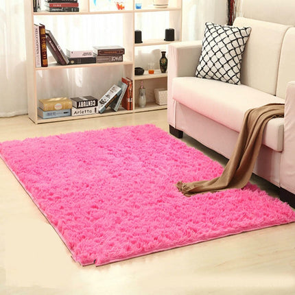 Shaggy Carpet for Living Room Home Warm Plush Floor Rugs fluffy Mats Kids Room Faux Fur Area Rug, Size:160x200cm(Rose Red)-garmade.com