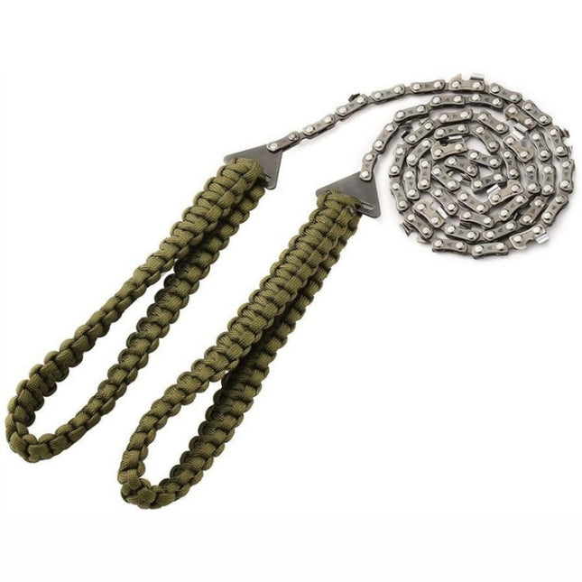 Outdoor Sports Hand Chainsaws Braided Umbrella Rope Camping Survival Pocket Saw(Military Green)-garmade.com