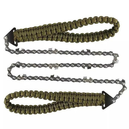 Outdoor Sports Hand Chainsaws Braided Umbrella Rope Camping Survival Pocket Saw(Military Green)-garmade.com