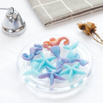 5 PCS Ocean Series Big And Small Fishtail Starfish Seahorse DIY Baking Liquid Silicone Mold(Pink)-garmade.com