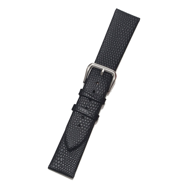 Thin Watch Chain With Calfskin Lizard Pattern Strap, Size: Strap Width 18mm(Black Silver Pin Buckle)-garmade.com
