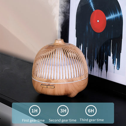 Bird Cage Wood Graphic Aromatherapy Machine Ultrasonic Smart Home Colorful Night Light Hollow Humidifier, Product specifications: US Plug(Deep Wood Pattern)-garmade.com