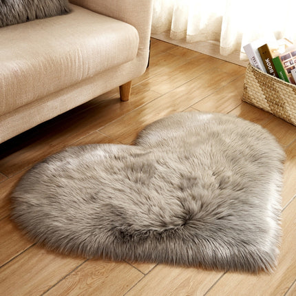 Love Heart Rugs Artificial Wool Sheepskin Hairy Carpet Faux Floor Mat Fur Plain Fluffy Soft Area Rug Tapetes, Size:30*40cm(Grey)-garmade.com