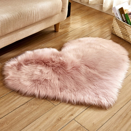 Love Heart Rugs Artificial Wool Sheepskin Hairy Carpet Faux Floor Mat Fur Plain Fluffy Soft Area Rug Tapetes, Size:70*90cm(Pink)-garmade.com