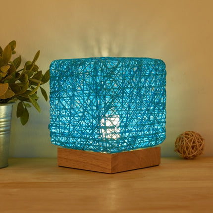 USB Square Sepak Takraw Table Lamp Bedroom Bedside Decorative Light, Spec: Button Switch+Base(Blue)-garmade.com