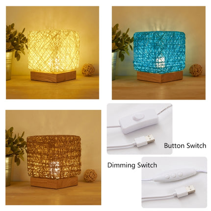 USB Square Sepak Takraw Table Lamp Bedroom Bedside Decorative Light, Spec: Button Switch+Base(Beige)-garmade.com