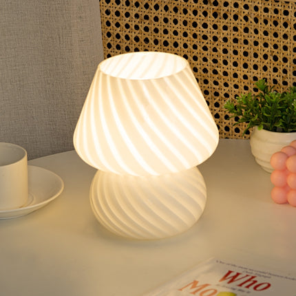 PJ-104 5W Mushroom Glass Bedroom Bedside Table Decoration Table Lamp, CN Plug, Specification： Monochrome Warm Light-garmade.com